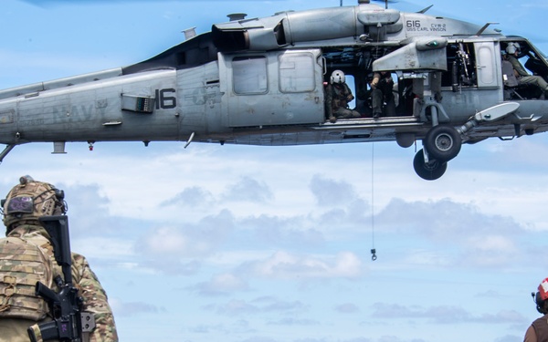 USS Carl Vinson (CVN 70) Conducts Fast Rope Training