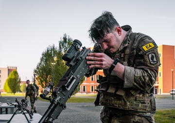 Soldiers execute weapons lane at Best Squad competition in Italy