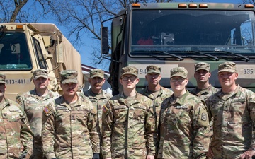 The 230th Engineer Battalion transports 240 cases of essential supplies in Obion County Tennessee