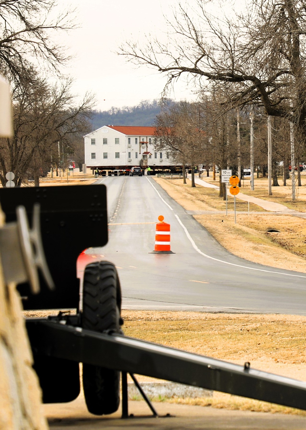 Contractors successfully move third of five World War II-era barracks at Fort McCoy
