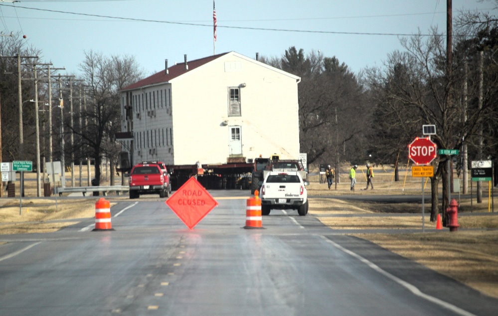 Contractors successfully move third of five World War II-era barracks at Fort McCoy