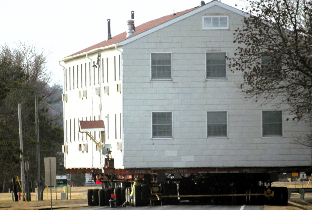 Contractors successfully move third of five World War II-era barracks at Fort McCoy
