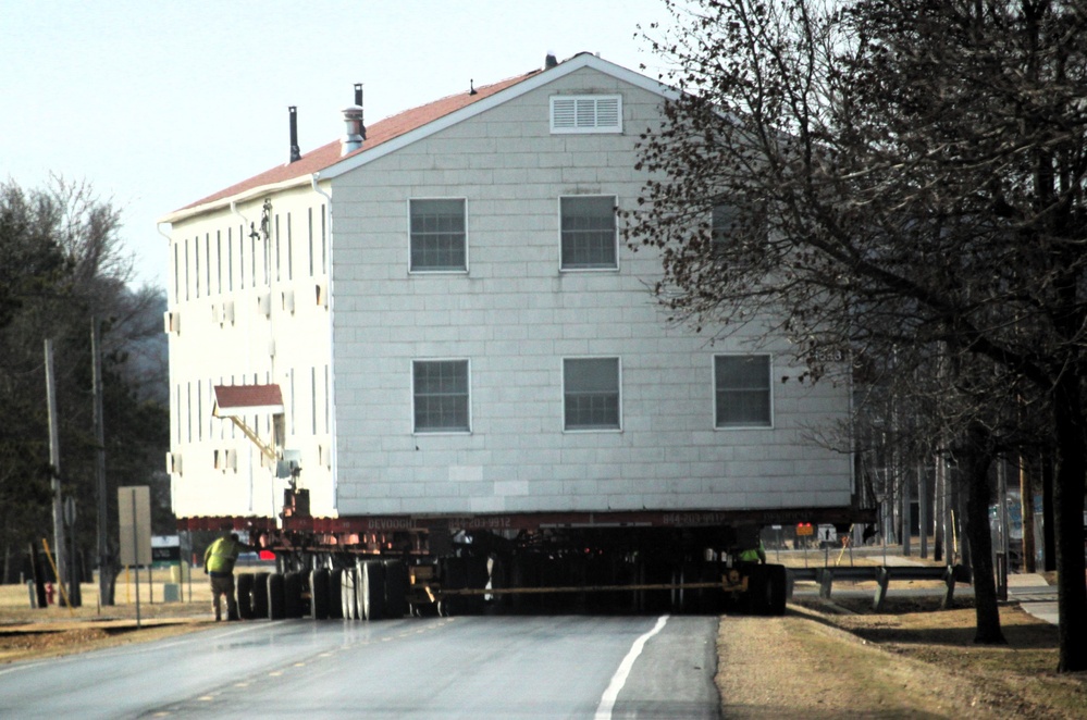Contractors successfully move third of five World War II-era barracks at Fort McCoy