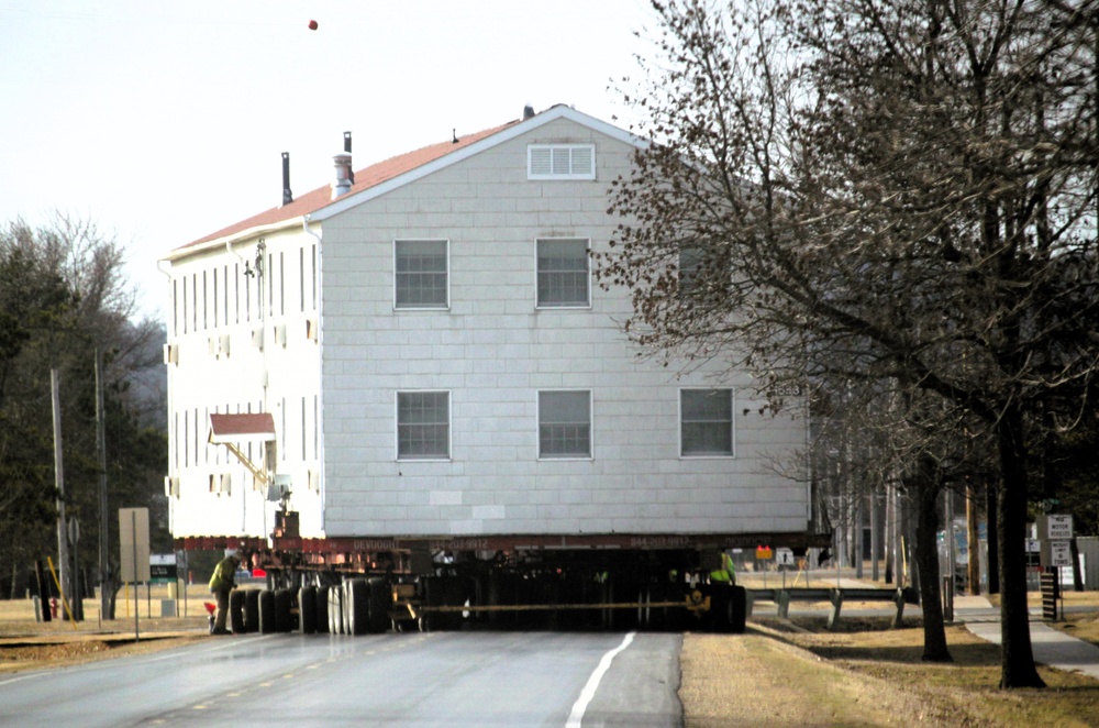 Contractors successfully move third of five World War II-era barracks at Fort McCoy