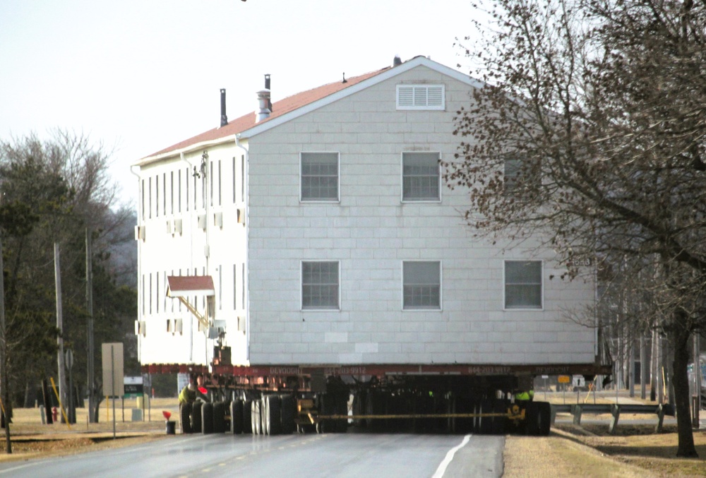 Contractors successfully move third of five World War II-era barracks at Fort McCoy