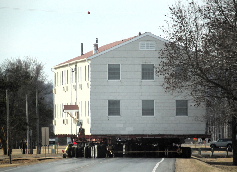 Contractors successfully move third of five World War II-era barracks at Fort McCoy