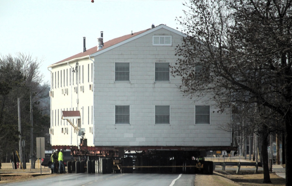 Contractors successfully move third of five World War II-era barracks at Fort McCoy