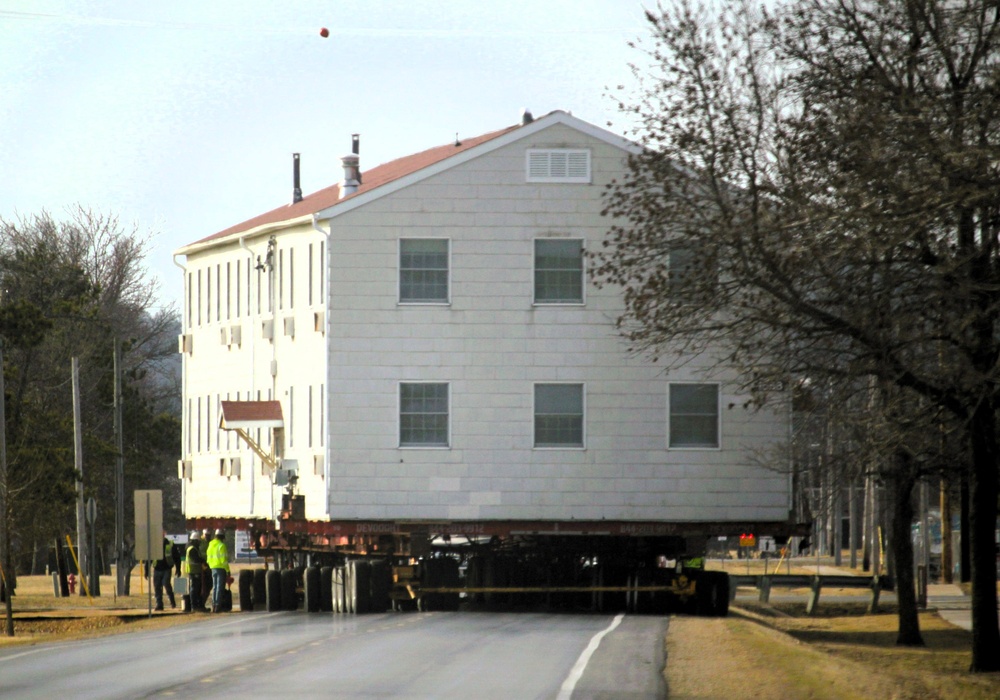 Contractors successfully move third of five World War II-era barracks at Fort McCoy