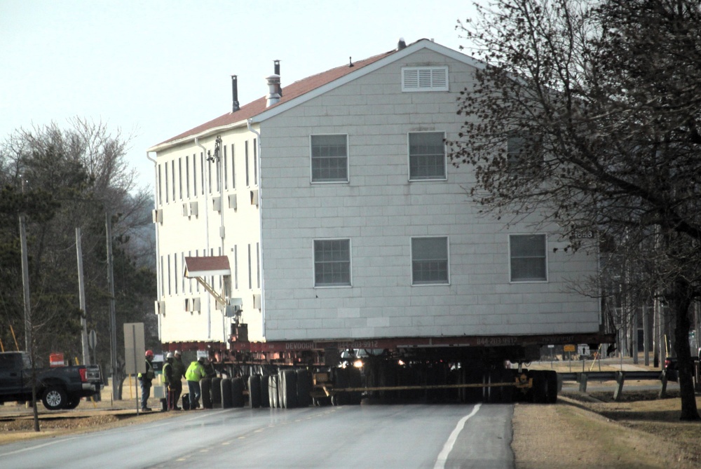 Contractors successfully move third of five World War II-era barracks at Fort McCoy
