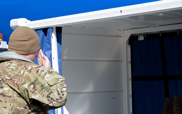 Military members provide honors for guardian flight in Kodiak, Alaska
