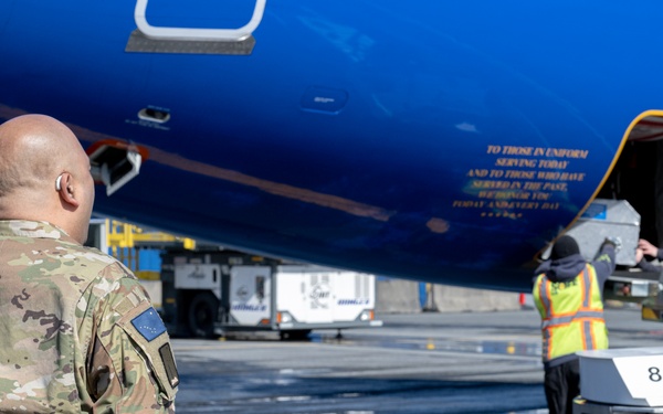 Military members provide honors for guardian flight in Kodiak, Alaska