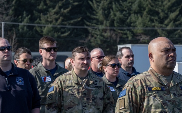 Military members provide honors for guardian flight in Kodiak, Alaska