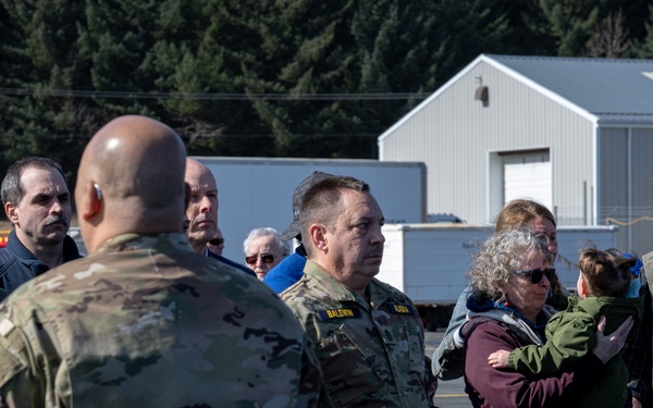 Military members provide honors for guardian flight in Kodiak, Alaska