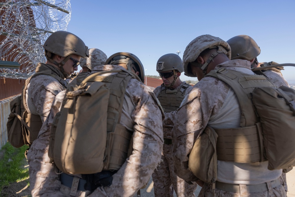 U.S. Navy chaplain provides Task Force Sapper with Sunday services along southern border barrier