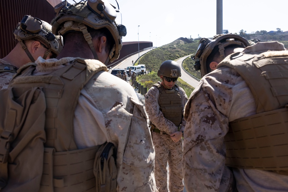 U.S. Navy chaplain provides Task Force Sapper with Sunday services along southern border barrier
