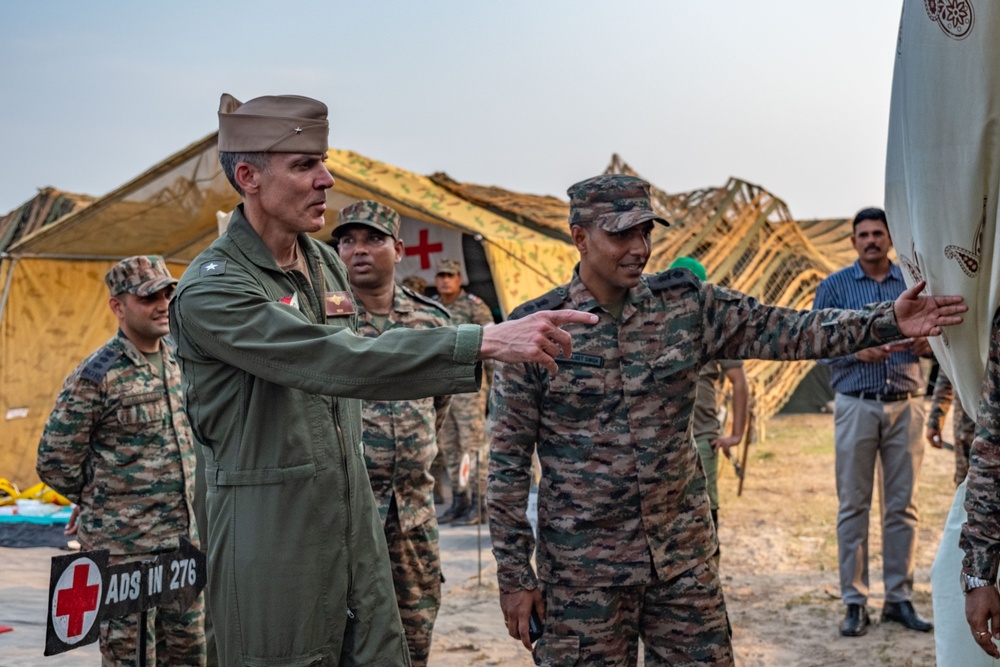Commander, Task Force (CTF) 70 visits notional disaster response site during Exercise Tiger Triumph 2025