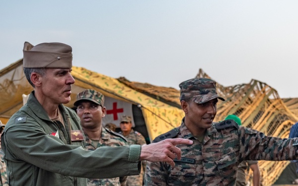 Commander, Task Force (CTF) 70 visits notional disaster response site during Exercise Tiger Triumph 2025