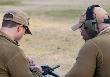 Members of Commander Task Group (CTG) 68.4 and Maritime Expeditionary Security Squadrons (MSRON) 3 and 8 conduct battlesight zero exercises to prepare sailors for mobilization and war-fighting assignments.