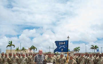 USARPAC Gen Clark presents the Alexander Hamilton Award to Team Binadu with Guam Army National Guard