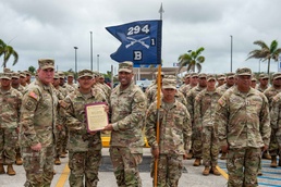 USARPAC Gen Clark presents the Alexander Hamilton Award to Team Binadu with Guam Army National Guard