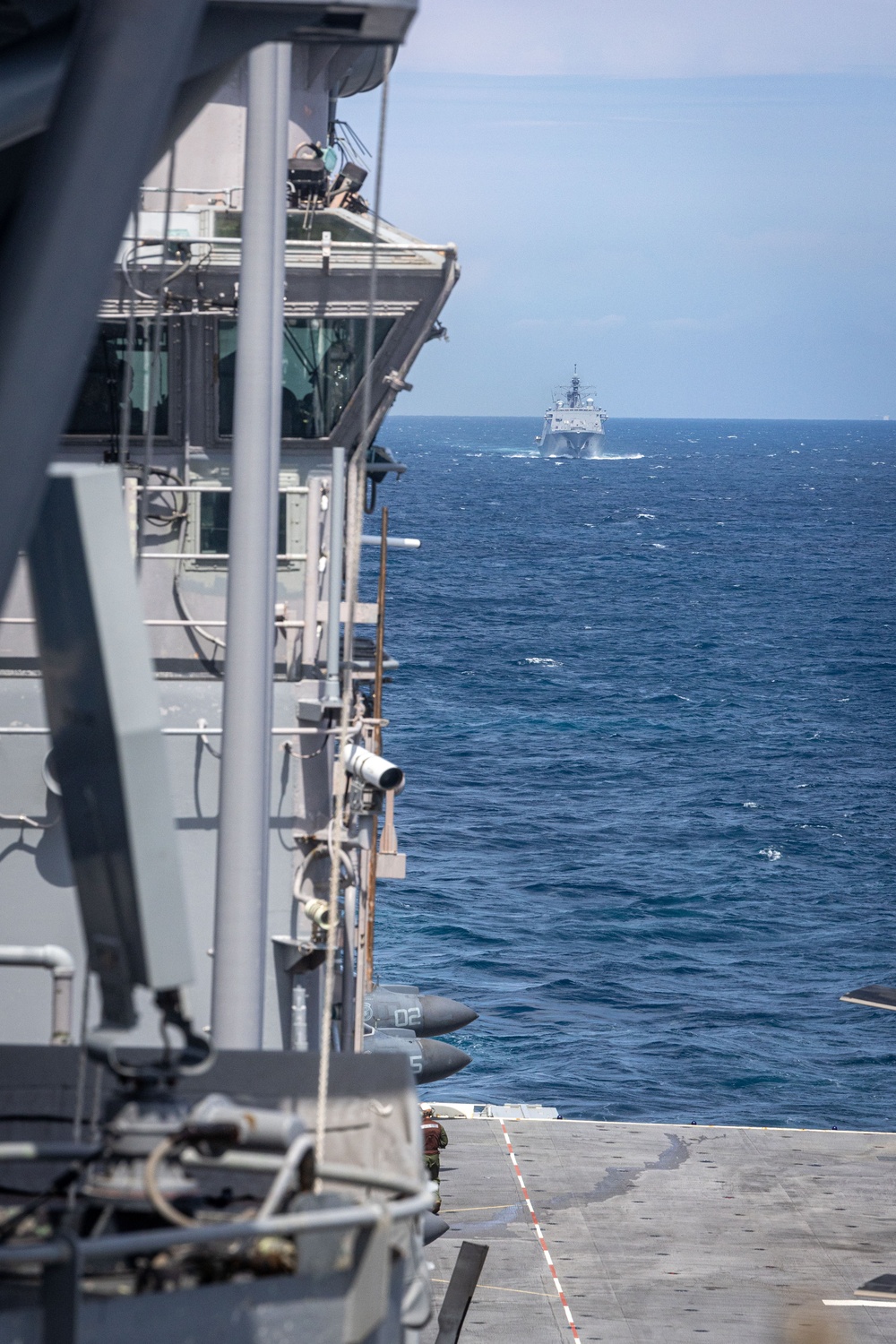 USS Iwo Jima conducts a FOD walkdown underway