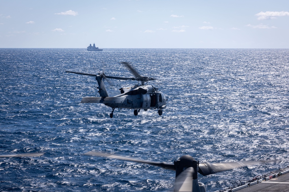 USS Iwo Jima conducts a FOD walkdown underway