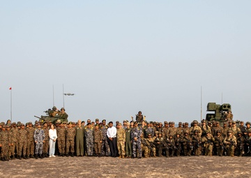 U.S. and Indian Forces pose for group photo following an amphibious landing drill