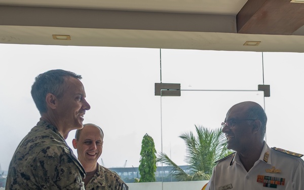 Commander of U.S. Navy Task Force 70 meets with Indian Navy Eastern Fleet Commander at the conclusion of Tiger Triumph 2025