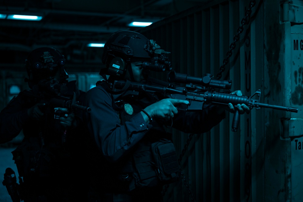 Close Quarter Combat Training onboard USS Iwo Jima
