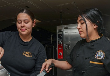 Iwo Jima Bake Shop Sailors Cut Cake For Crew