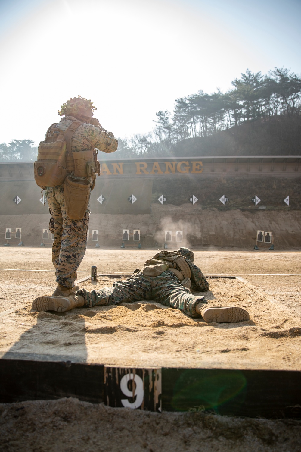 U.S. Marine and U.S. Navy conduct small arms range in South Korea