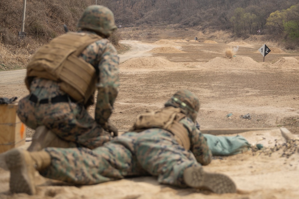 U.S. Marines and Sailors conduct machine gun range in South Korea