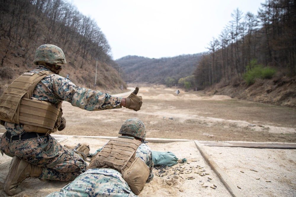 U.S. Marines and Sailors conduct machine gun range in South Korea