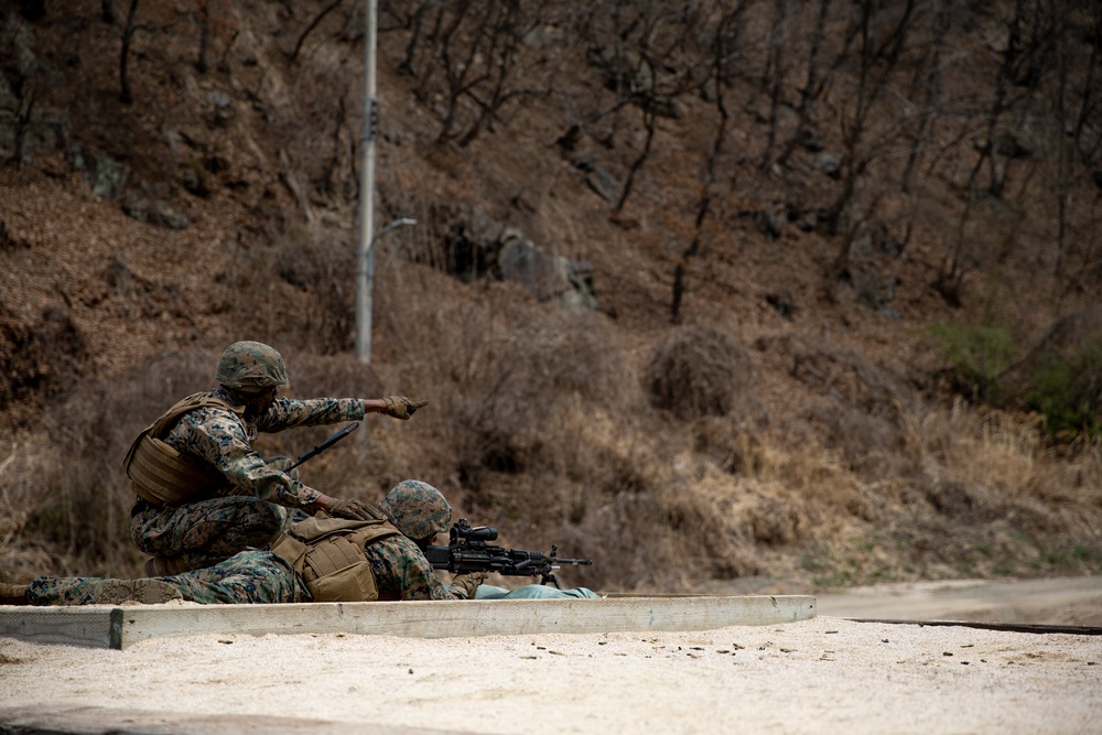 U.S. Marines and Sailors conduct machine gun range in South Korea