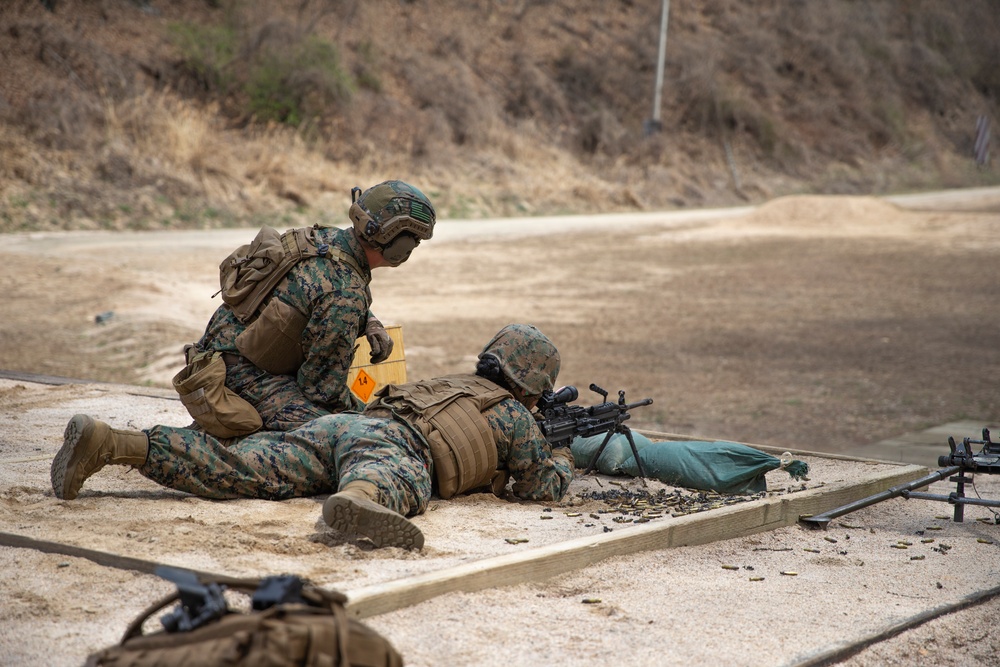 U.S. Marines and Sailors conduct machine gun range in South Korea