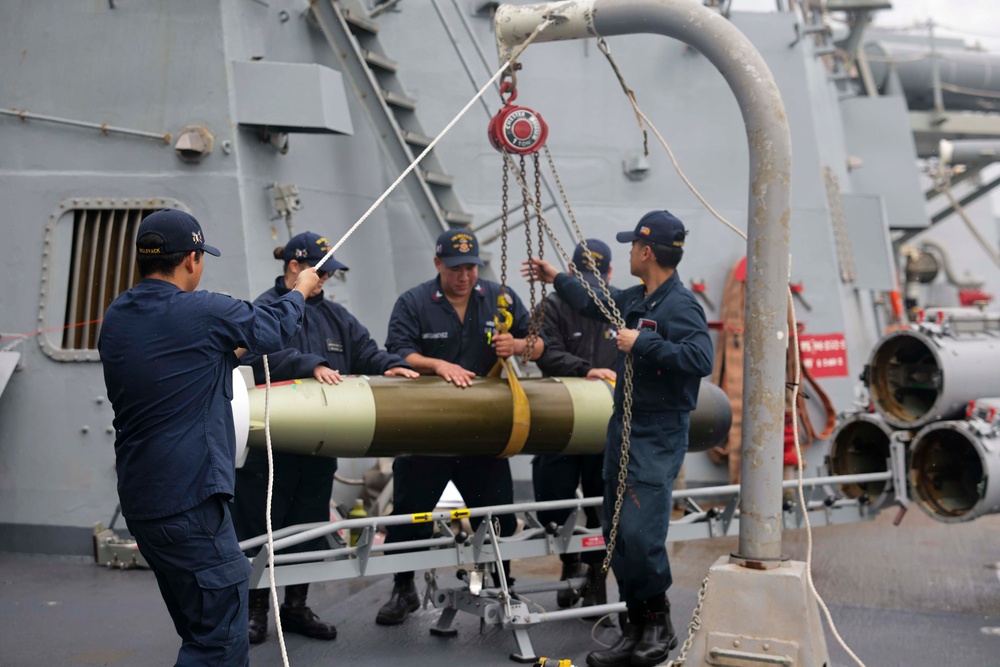 The USS Bulkeley DDG 84 conducts underway evolution in the Bay of Cadiz territorial waters of Spain.