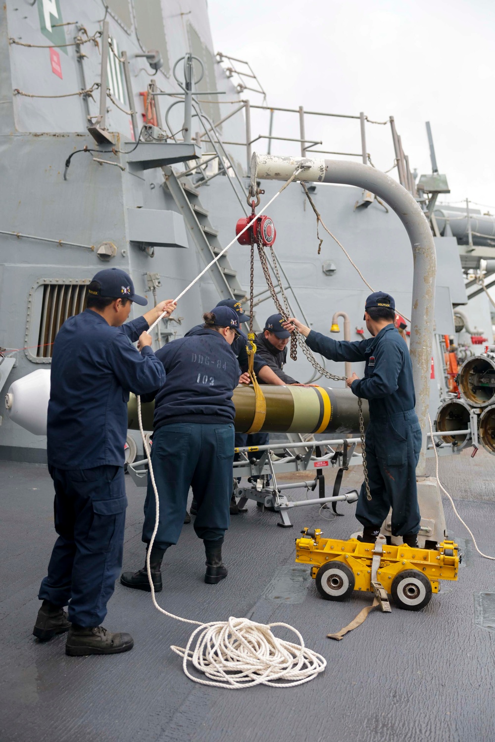 The USS Bulkeley DDG 84 conducts underway evolution in the Bay of Cadiz territorial waters of Spain.