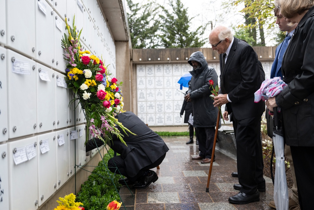A Funeral Service is Conducted for Virginia Worthington in Columbarium Court 11