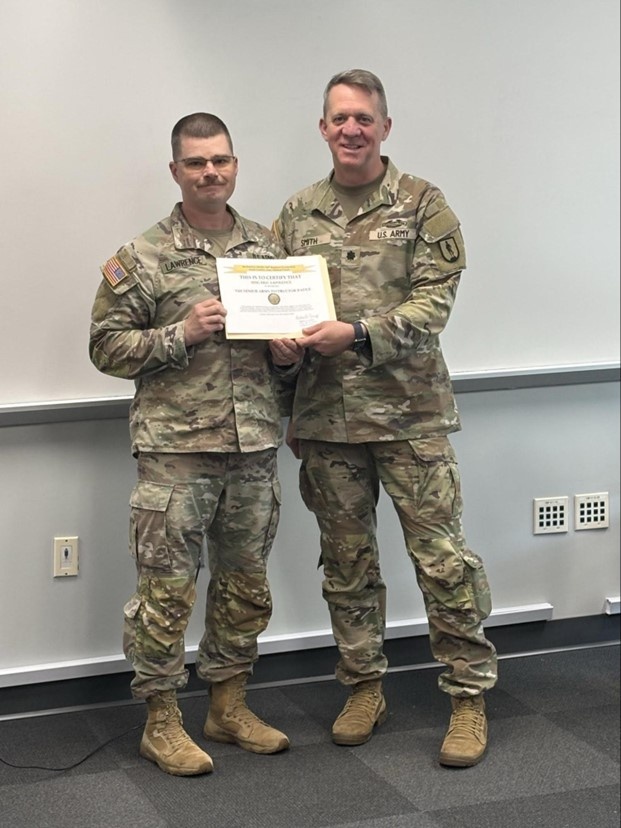 Senior Army Instructor Badge awarded to Master Sgt. Eric Lawrence
