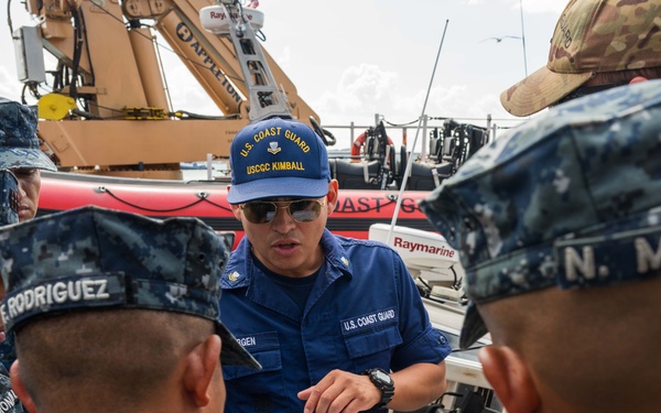 Members of Panama’s Servicio Nacional Aeronaval visit USCG Kimball during port call in Panama City, Panama