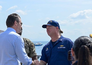 Secretary of Defense Pete Hegseth visits USS Chosin and USCGC Kimball members in Panama City, Panama