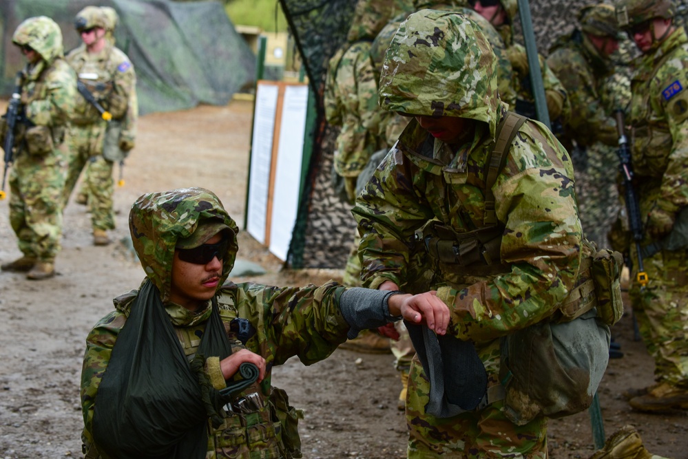 U.S. Army and Republic of Korea soldiers compete in Expert Soldier, Infantry and Field Medical Badge training.
