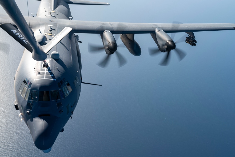 U.S. AC-130J Ghostrider refueled by KC-135 Stratotanker