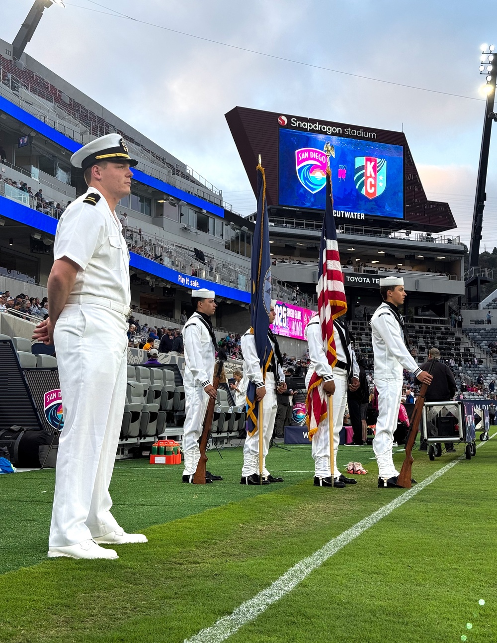USS Russell (DDG 59) Color Guard Performs for San Diego Wave Futbol Club