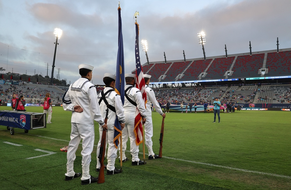 USS Russell (DDG 59) Color Guard Performs for San Diego Wave Futbol Club
