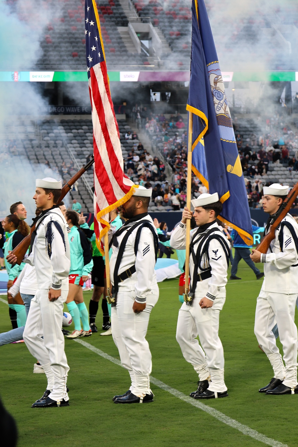 USS Russell (DDG 59) Color Guard Performs for San Diego Wave Futbol Club