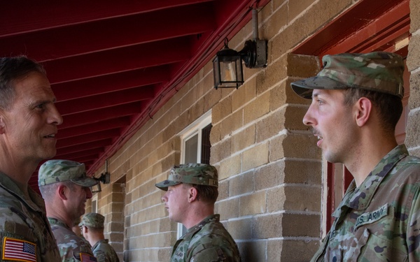 Maj. Gen Scott Naumann meets with service members