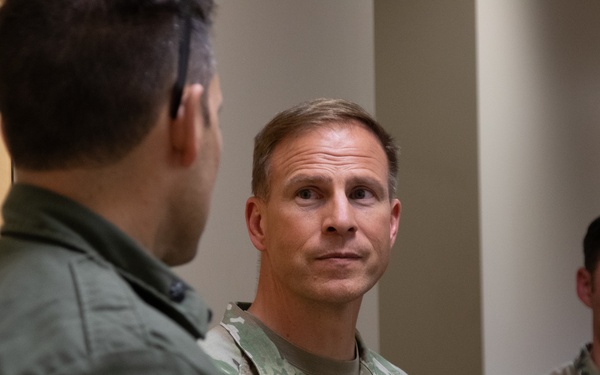 Maj. Gen Scott Naumann greets personnel at southern border