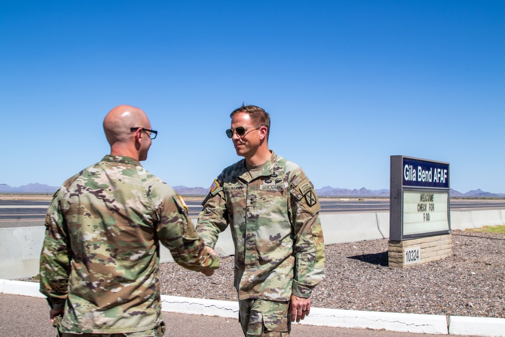 Maj. Gen Scott Naumann meets with service members