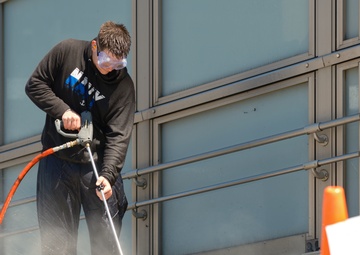 CFAY TPU Sailors Clean Pedestrian Overpass